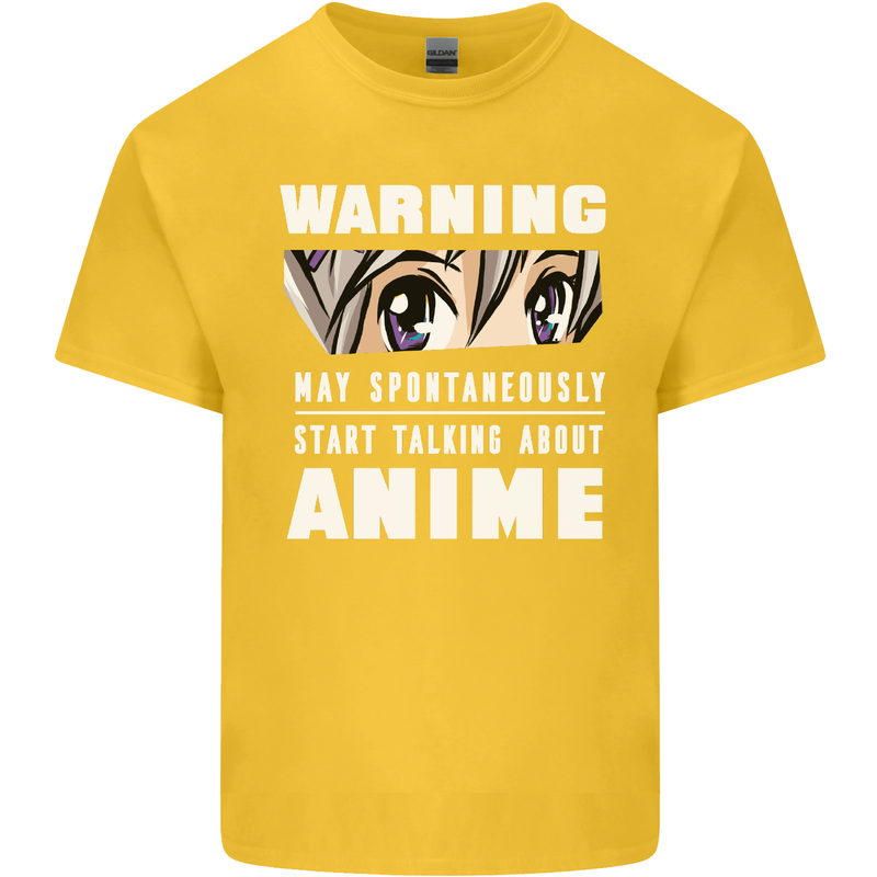Warning May Start Talking About Anime Funny Kids T-Shirt Childrens Yellow
