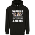 Warning May Start Talking About Anime Funny Mens 80% Cotton Hoodie Black