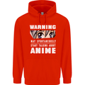 Warning May Start Talking About Anime Funny Mens 80% Cotton Hoodie Bright Red