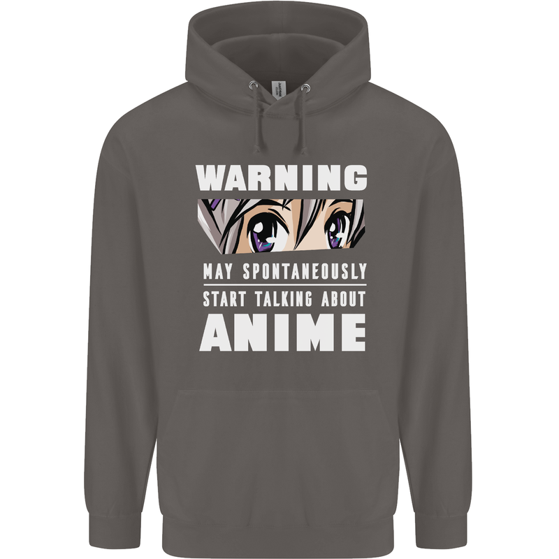 Warning May Start Talking About Anime Funny Mens 80% Cotton Hoodie Charcoal