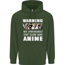 Warning May Start Talking About Anime Funny Mens 80% Cotton Hoodie Forest Green