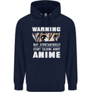 Warning May Start Talking About Anime Funny Mens 80% Cotton Hoodie Navy Blue