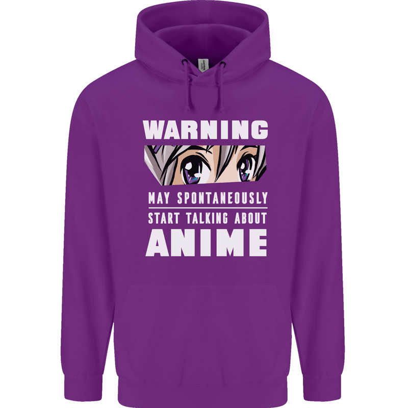 Warning May Start Talking About Anime Funny Mens 80% Cotton Hoodie Purple