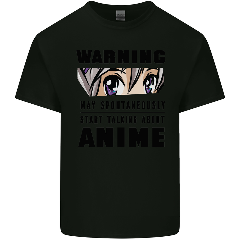 Warning May Start Talking About Anime Funny Mens Cotton T-Shirt Tee Top Black