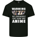 Warning May Start Talking About Anime Funny Mens Cotton T-Shirt Tee Top Black