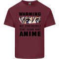 Warning May Start Talking About Anime Funny Mens Cotton T-Shirt Tee Top Maroon