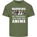 Warning May Start Talking About Anime Funny Mens Cotton T-Shirt Tee Top Military Green