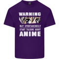 Warning May Start Talking About Anime Funny Mens Cotton T-Shirt Tee Top Purple