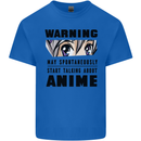 Warning May Start Talking About Anime Funny Mens Cotton T-Shirt Tee Top Royal Blue