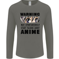 Warning May Start Talking About Anime Funny Mens Long Sleeve T-Shirt Charcoal