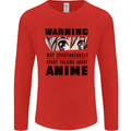 Warning May Start Talking About Anime Funny Mens Long Sleeve T-Shirt Red