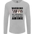 Warning May Start Talking About Anime Funny Mens Long Sleeve T-Shirt Sports Grey