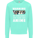 Warning May Start Talking About Anime Funny Mens Sweatshirt Jumper Peppermint
