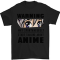Warning May Start Talking About Anime Funny Mens T-Shirt Cotton Gildan Black
