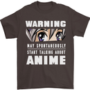 Warning May Start Talking About Anime Funny Mens T-Shirt Cotton Gildan Dark Chocolate