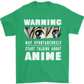 Warning May Start Talking About Anime Funny Mens T-Shirt Cotton Gildan Irish Green
