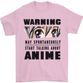 Warning May Start Talking About Anime Funny Mens T-Shirt Cotton Gildan Light Pink
