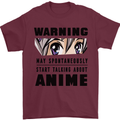 Warning May Start Talking About Anime Funny Mens T-Shirt Cotton Gildan Maroon