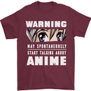 Warning May Start Talking About Anime Funny Mens T-Shirt Cotton Gildan Maroon