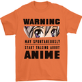 Warning May Start Talking About Anime Funny Mens T-Shirt Cotton Gildan Orange