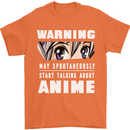 Warning May Start Talking About Anime Funny Mens T-Shirt Cotton Gildan Orange