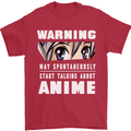 Warning May Start Talking About Anime Funny Mens T-Shirt Cotton Gildan Red
