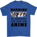 Warning May Start Talking About Anime Funny Mens T-Shirt Cotton Gildan Royal Blue