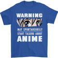 Warning May Start Talking About Anime Funny Mens T-Shirt Cotton Gildan Royal Blue