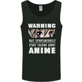 Warning May Start Talking About Anime Funny Mens Vest Tank Top Black
