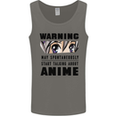 Warning May Start Talking About Anime Funny Mens Vest Tank Top Charcoal