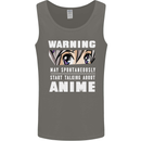 Warning May Start Talking About Anime Funny Mens Vest Tank Top Charcoal