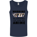Warning May Start Talking About Anime Funny Mens Vest Tank Top Navy Blue