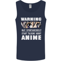 Warning May Start Talking About Anime Funny Mens Vest Tank Top Navy Blue