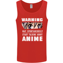 Warning May Start Talking About Anime Funny Mens Vest Tank Top Red
