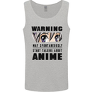 Warning May Start Talking About Anime Funny Mens Vest Tank Top Sports Grey