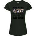 Warning May Start Talking About Anime Funny Womens Petite Cut T-Shirt Black