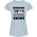 Warning May Start Talking About Anime Funny Womens Petite Cut T-Shirt Light Blue