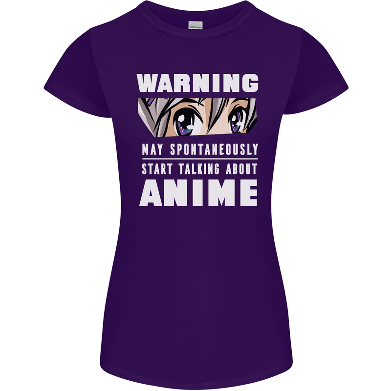 Warning May Start Talking About Anime Funny Womens Petite Cut T-Shirt Purple