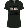 Warning May Start Talking About Anime Funny Womens Wider Cut T-Shirt Black