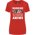 Warning May Start Talking About Anime Funny Womens Wider Cut T-Shirt Red