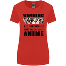 Warning May Start Talking About Anime Funny Womens Wider Cut T-Shirt Red