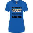 Warning May Start Talking About Anime Funny Womens Wider Cut T-Shirt Royal Blue