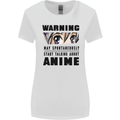 Warning May Start Talking About Anime Funny Womens Wider Cut T-Shirt White