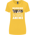 Warning May Start Talking About Anime Funny Womens Wider Cut T-Shirt Yellow