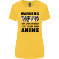 Warning May Start Talking About Anime Funny Womens Wider Cut T-Shirt Yellow