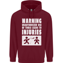 Warning Tools Builder Plumber Electrician Childrens Kids Hoodie Maroon