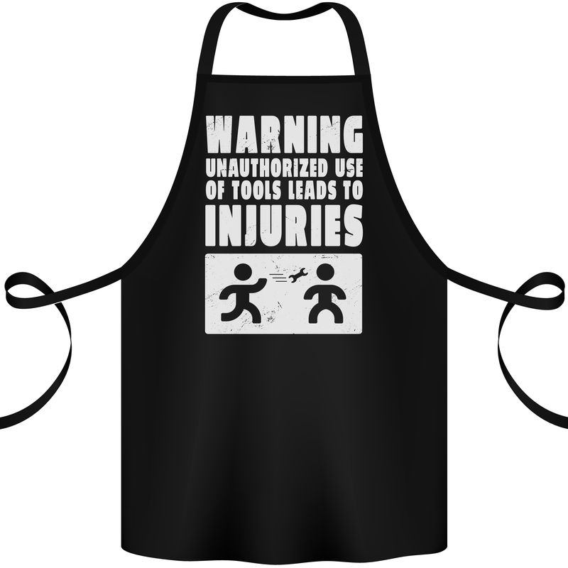 Warning Tools Builder Plumber Electrician Cotton Apron 100% Organic Black