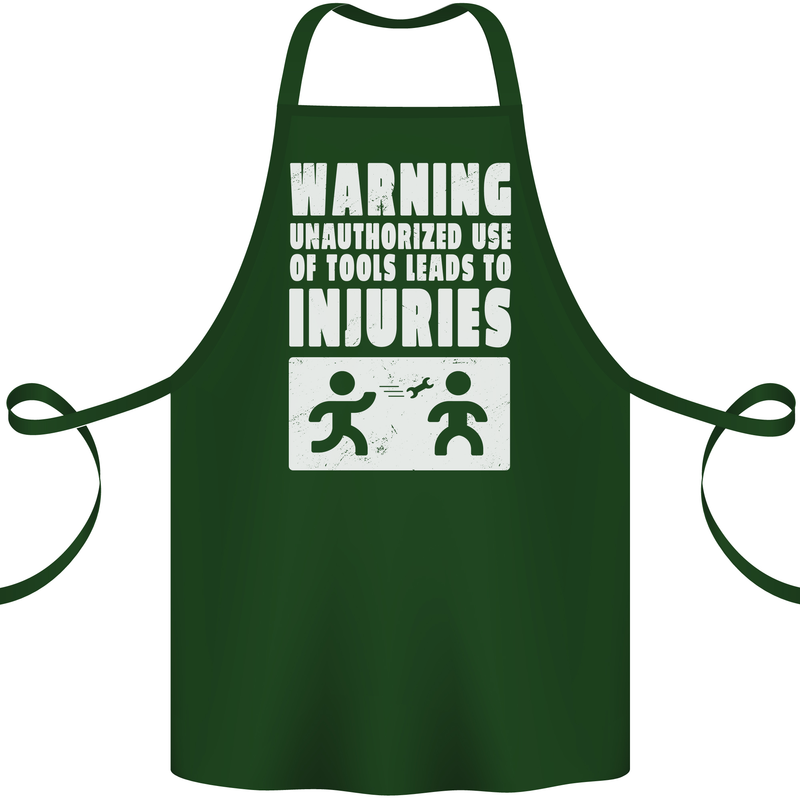 Warning Tools Builder Plumber Electrician Cotton Apron 100% Organic Forest Green
