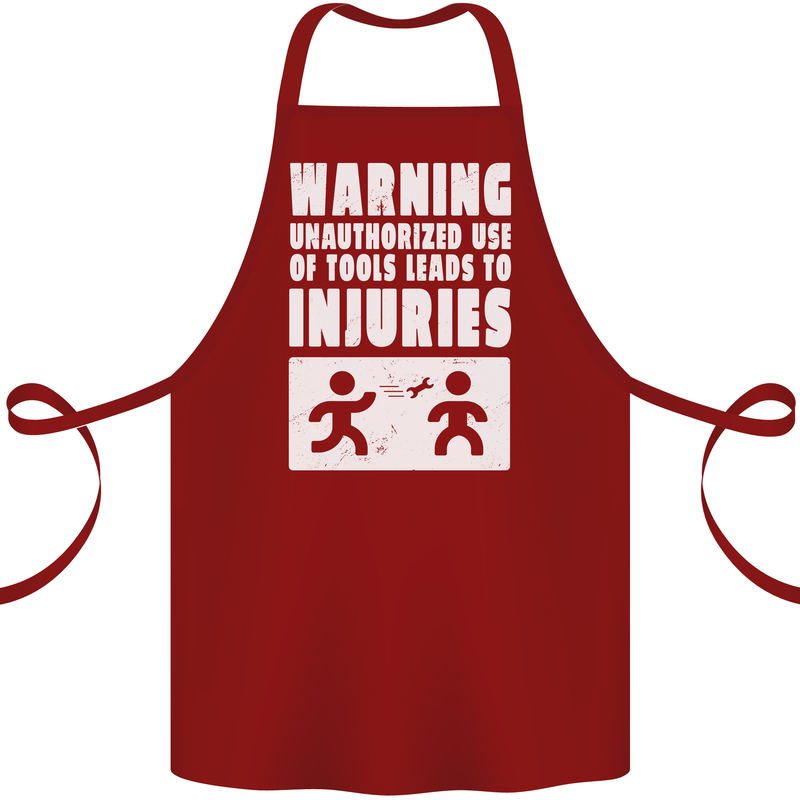 Warning Tools Builder Plumber Electrician Cotton Apron 100% Organic Maroon
