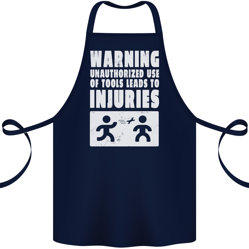 Warning Tools Builder Plumber Electrician Cotton Apron 100% Organic Navy Blue